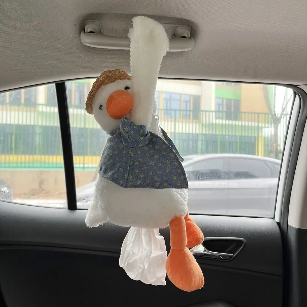 Unique Plush Cartoon Tissue Holder Duck Butt Car Tissue Box Storage